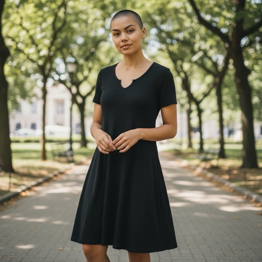 🌻 American Apparel Ribbed Short Sleeve Swing Dress #503